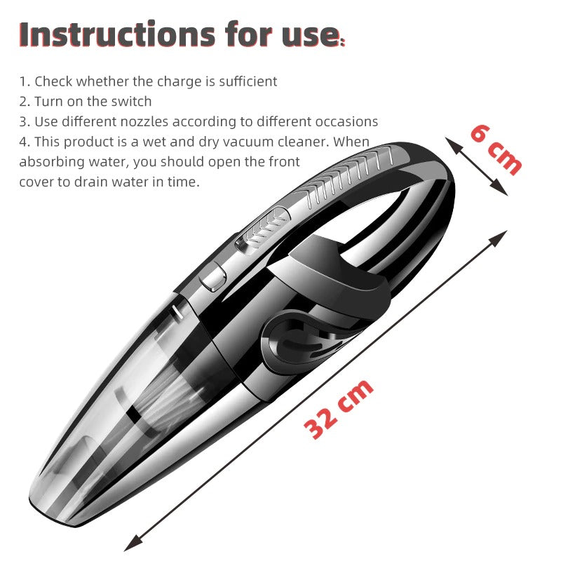 Portable Car Vacuum Cleaner Handheld Vacuums Cordless Powered Battery Rechargeable Quick Charge Tech, Small and Waterwashable