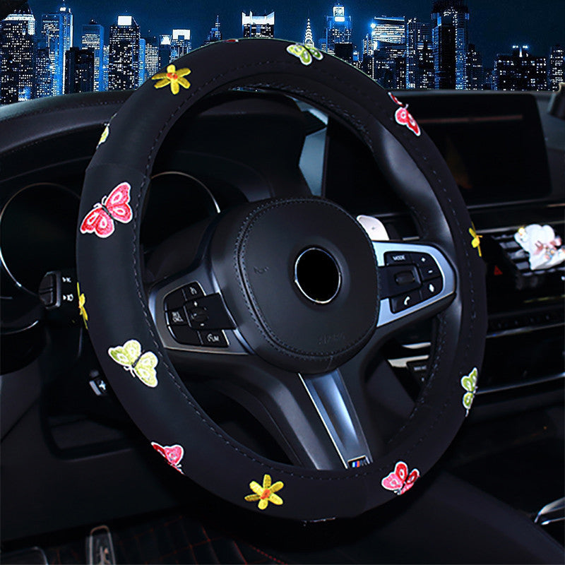 Ladies Butterfly Cherry Blossom Embroidered Car Grip